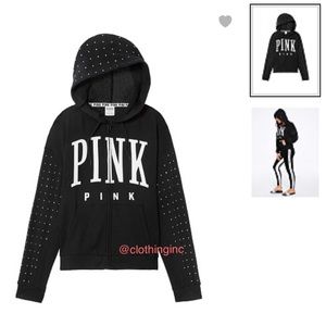 VS Pink “Black” Rhinestone Hoodie, New in Package